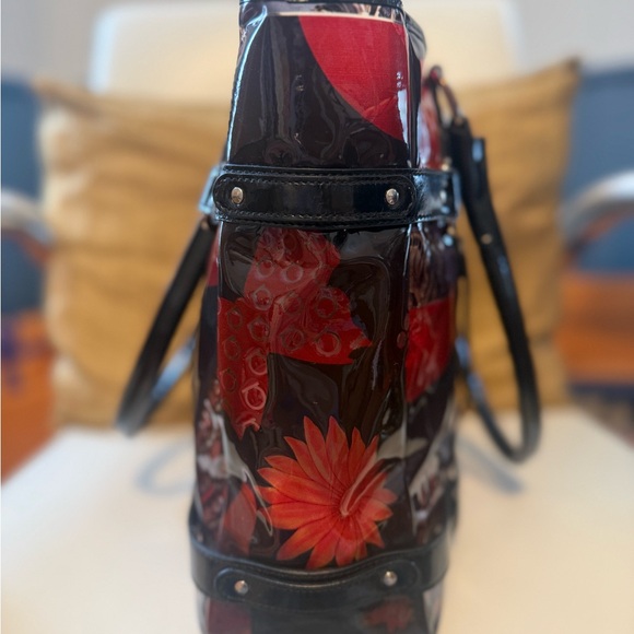 Salvatore Ferragamo FLORAL Nylon/ Leather Trimmed Tote Bag - Picture 6 of 7